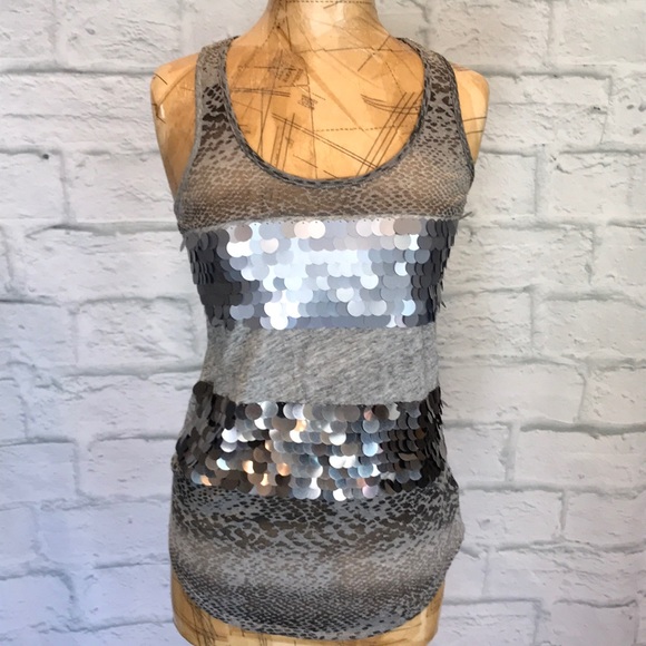 Express Tops - Grey sequence tank (Size Small)